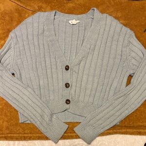Garage Sky Blue Ribbed Cardigan